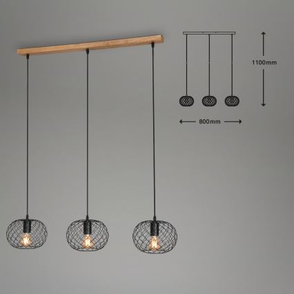 Brilo 4037-035 - Pendelleuchte WINKI mit Kabel, 3xE27/40W/230V