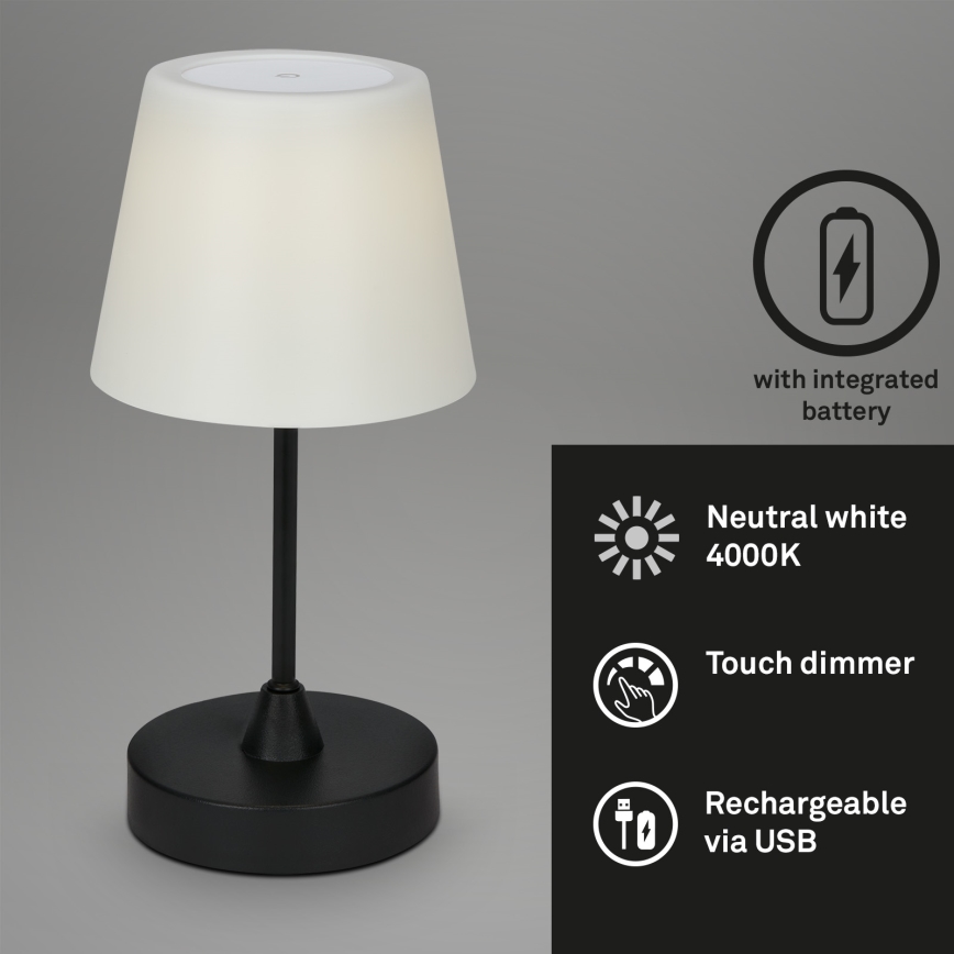 Brilo - Dimmbare, aufladbare LED-Outdoor-Leuchte LED/3W/5V IP44 2000 mAh
