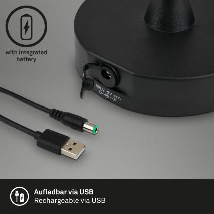 Brilo - Dimmbare, aufladbare LED-Outdoor-Leuchte LED/3W/5V IP44 2000 mAh