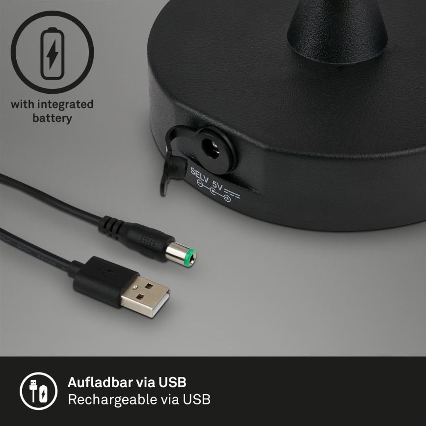 Brilo - Dimmbare, aufladbare LED-Outdoor-Leuchte LED/3W/5V IP44 2000 mAh