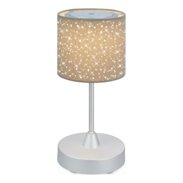 Brilo - Dimmbare, aufladbare LED-Outdoor-Tischleuchte LOLE LED/3W/5V 2000mAh IP44 silbern/beige