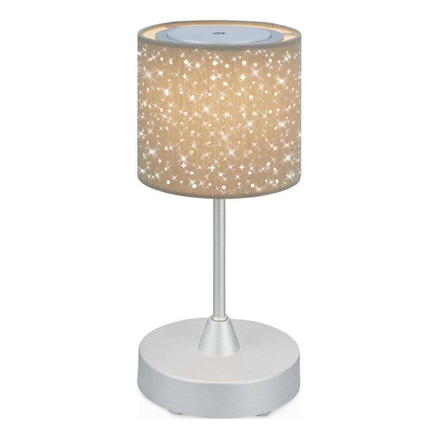 Brilo - Dimmbare, aufladbare LED-Outdoor-Tischleuchte LOLE LED/3W/5V 2000mAh IP44 silbern/beige