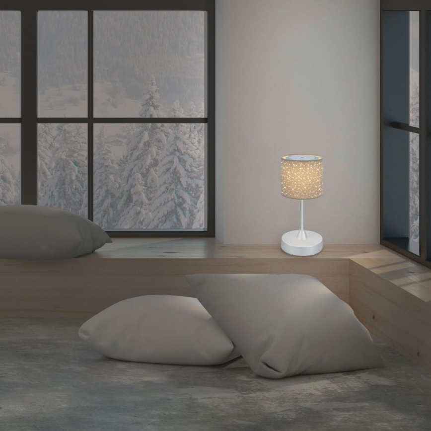 Brilo - Dimmbare, aufladbare LED-Outdoor-Tischleuchte LOLE LED/3W/5V 2000mAh IP44 silbern/beige