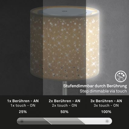 Brilo - Dimmbare, aufladbare LED-Outdoor-Tischleuchte LOLE LED/3W/5V 2000mAh IP44 silbern/beige