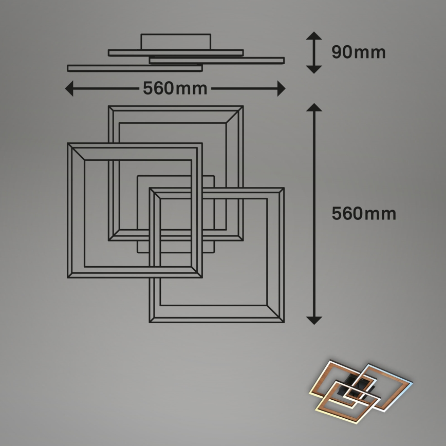 Brilo - Dimmbare LED-Aufbauleuchte FRAME LED/45W/230V 2700-6500K + Fernbedienung