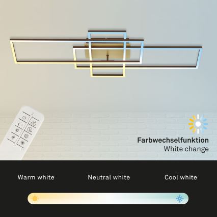 Brilo - Dimmbare LED-Aufbauleuchte FRAME LED/51W/230V 2700-5000K braun/golden + Fernbedienung