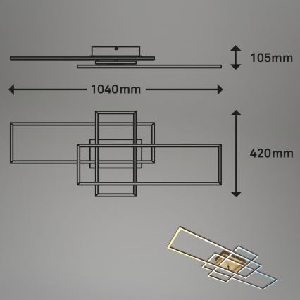 Brilo - Dimmbare LED-Aufbauleuchte FRAME LED/51W/230V 2700-5000K braun/golden + Fernbedienung