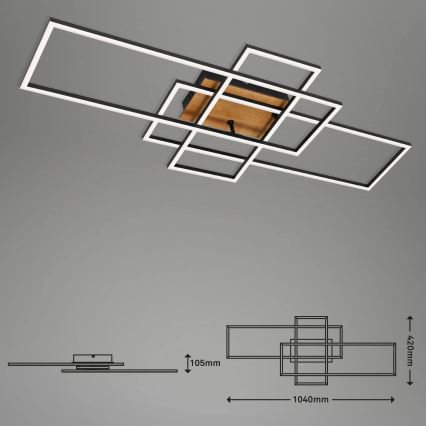 Brilo - Dimmbare LED-Aufbauleuchte FRAME LED/51W/230V 2700-5000K schwarz/braun + Fernbedienung