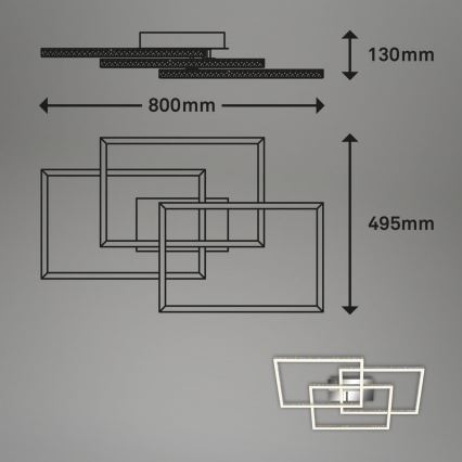 Brilo - Dimmbare LED-Deckenleuchte FRAME LED/57W/230V 3000K matt Chrom