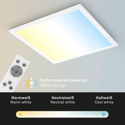 Brilo - LED-dimmbare Deckenleuchte LED/21W/230V 3000-6500K 38x38 cm weiß + Fernbedienung