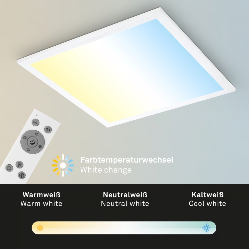 Brilo - LED-dimmbare Deckenleuchte LED/21W/230V 3000-6500K 38x38 cm weiß + Fernbedienung