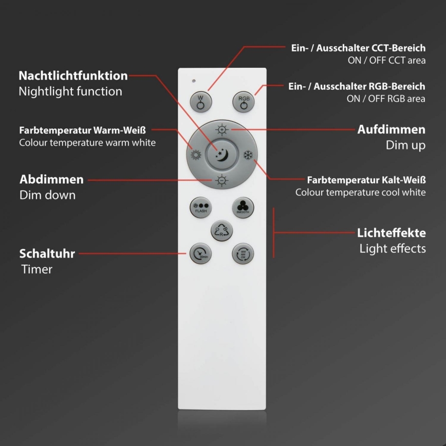 Brilo - Dimmbare LED-RGB-Deckenleuchte CENTRO LED/24W/230V 2700-6500K Wi-Fi Tuya + Fernbedienung