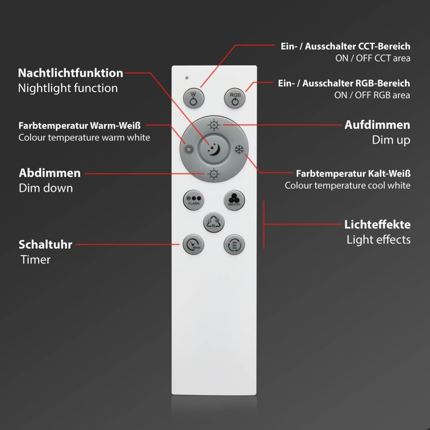Brilo - Dimmbare LED-RGB-Deckenleuchte CENTRO LED/24W/230V 2700-6500K Wi-Fi Tuya + Fernbedienung
