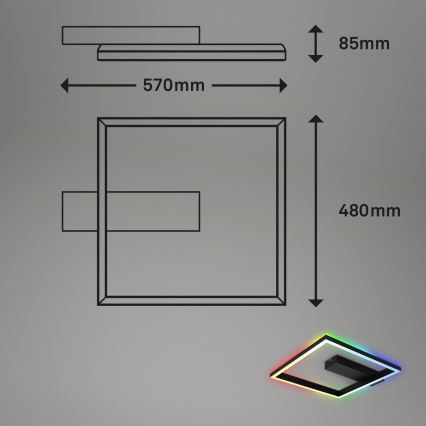 Brilo - Dimmbare LED-RGBW-Aufbauleuchte FRAME LED/18W/230V 2700-6500K + Fernbedienung