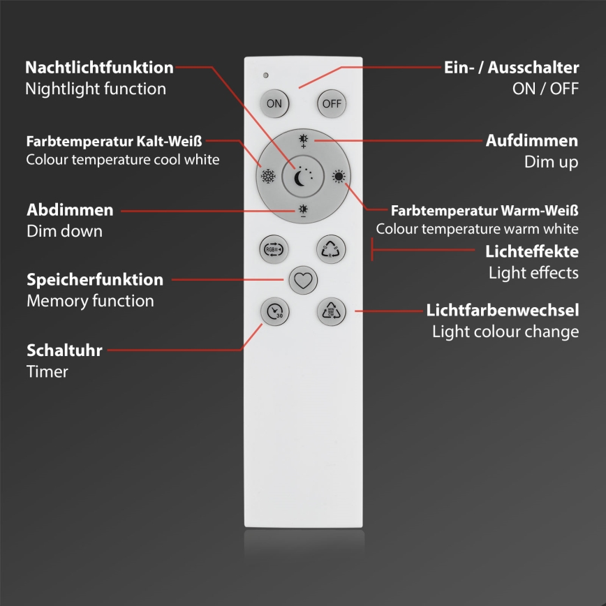 Brilo - Dimmbare LED-RGBW-Tischleuchte LED/9W/230V 3000-6500K Wi-Fi Tuya + Fernbedienung
