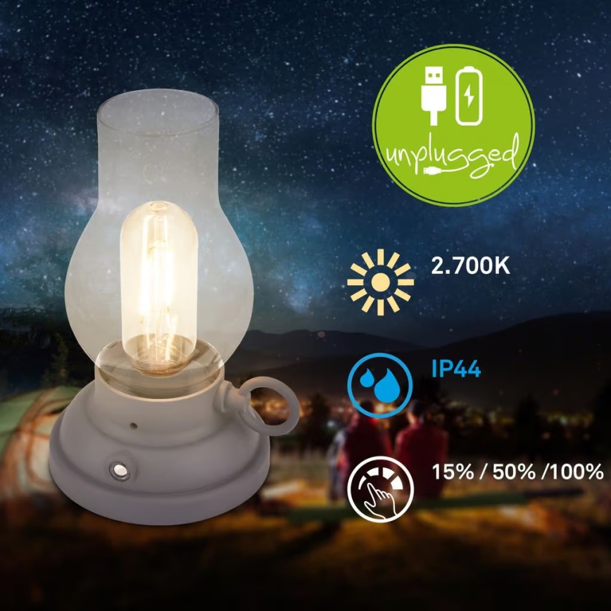 Brilo - KANEA LED dimmbare, wiederaufladbare Tischleuchte für den Außenbereich LED/1,5W/5V IP44 1200 mAh anthrazit