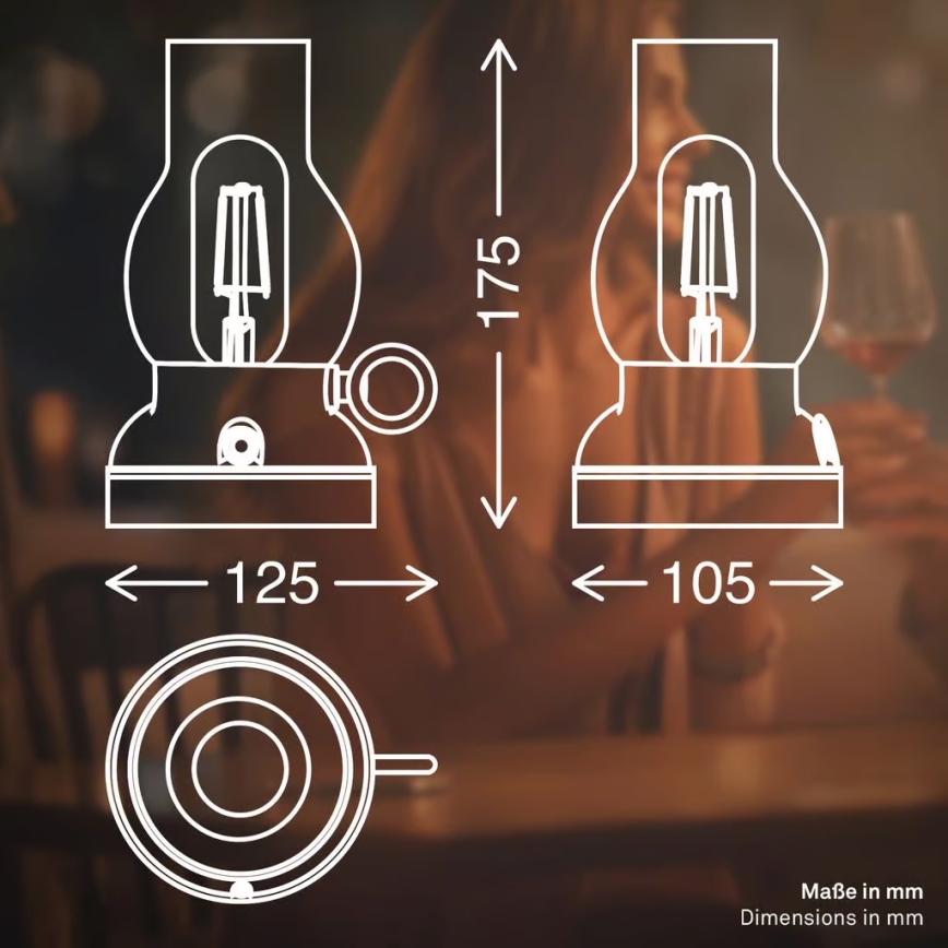 Brilo - KANEA LED dimmbare, wiederaufladbare Tischleuchte für den Außenbereich LED/1,5W/5V IP44 1200 mAh anthrazit