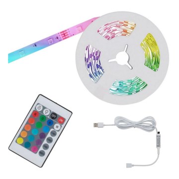 Brilo - Dimmbarer LED-RGB-Streifen 6,6m LED/6W/USB + Fernbedienung