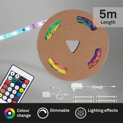 Brilo - Dimmbarer LED-RGBW-Streifen 6,5m LED/24W/230V + Fernbedienung