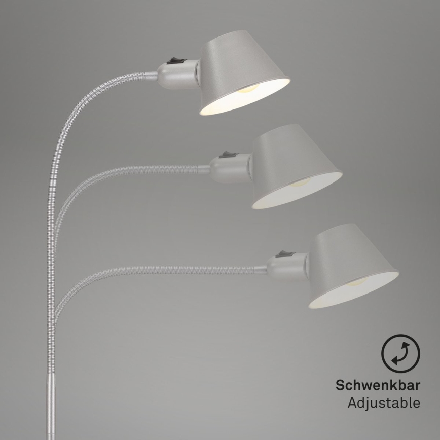 Brilo - Flexible Stehleuchte 1xE27/10W/230V silbern