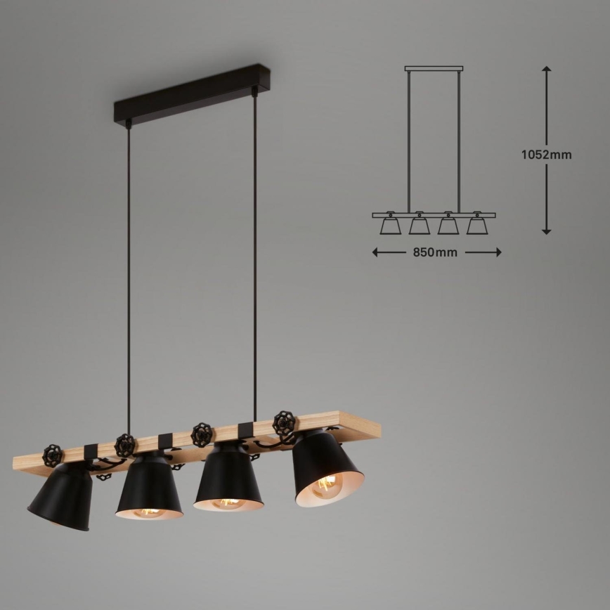 Brilo - Hängeleuchte TALLE 4xE27/40W/230V Gummibaum