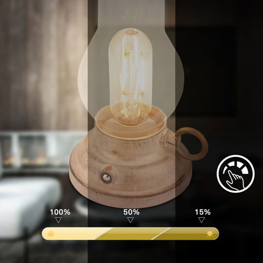 Brilo - KANEA dimmbare LED-Außen-Tischlampe, wiederaufladbar, 1,5W/5V, IP44, 1200 mAh, beige