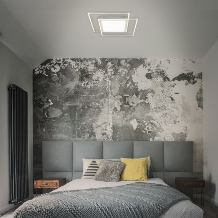 Brilo - LED-Deckenleuchte 2xLED/16W/230V + LED/19W 51,5x51,5 cm 3000K mattchrom