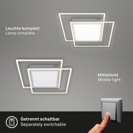 Brilo - LED-Deckenleuchte 2xLED/16W/230V + LED/19W 51,5x51,5 cm 3000K mattchrom