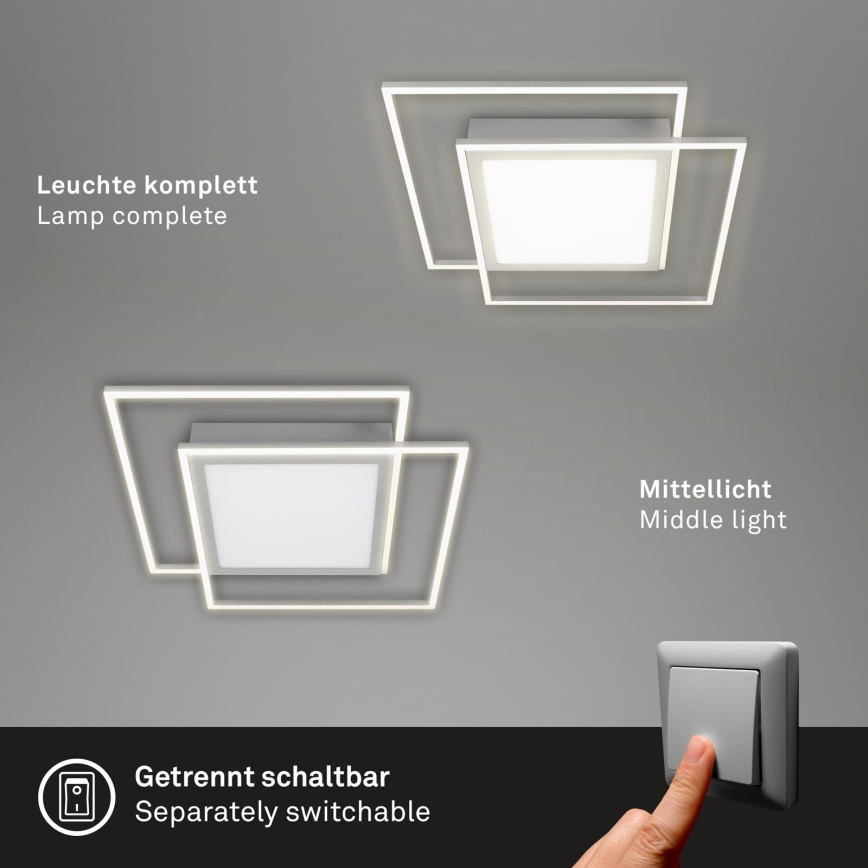 Brilo - LED-Deckenleuchte 2xLED/16W/230V + LED/19W 51,5x51,5 cm 3000K mattchrom