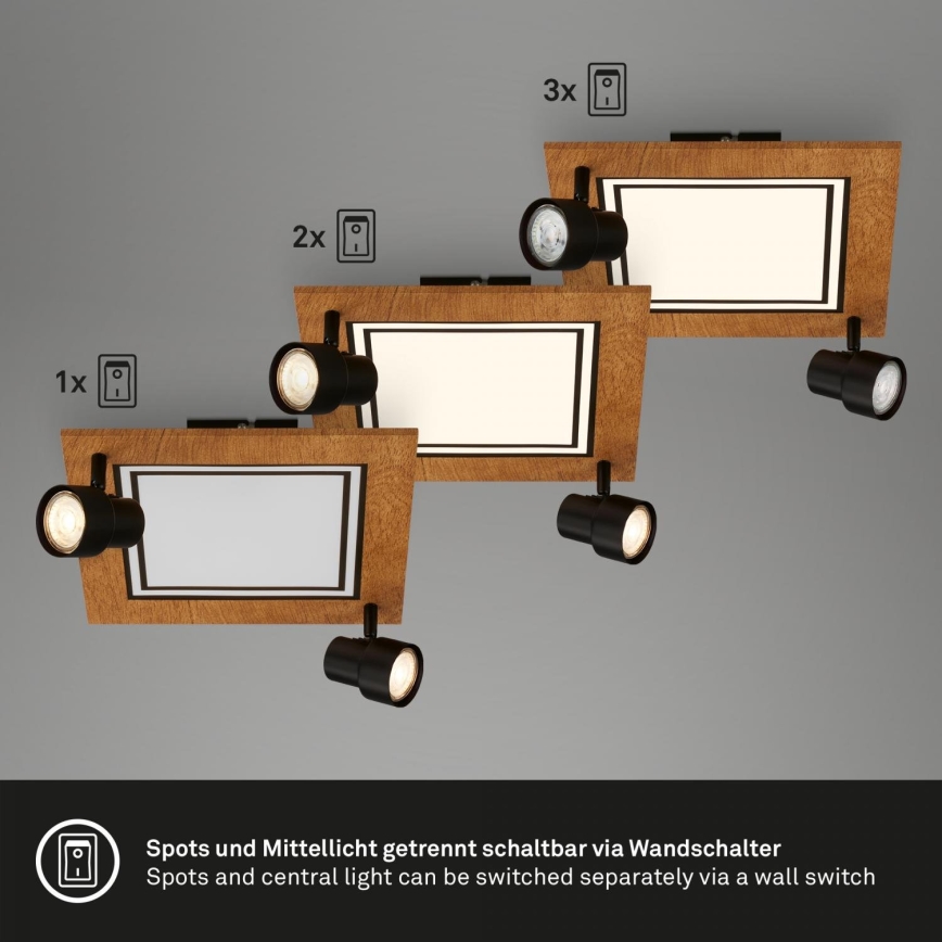 Brilo - LED-Deckenleuchte LED/12W/230V + 2xGU10/9W 3000K