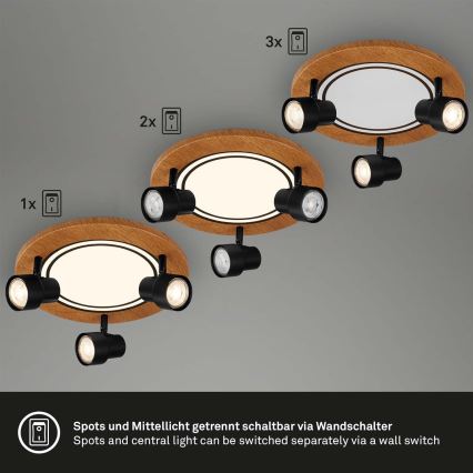 Brilo - LED-Deckenleuchte LED/12W/230V + 3xGU10/9W 3000K