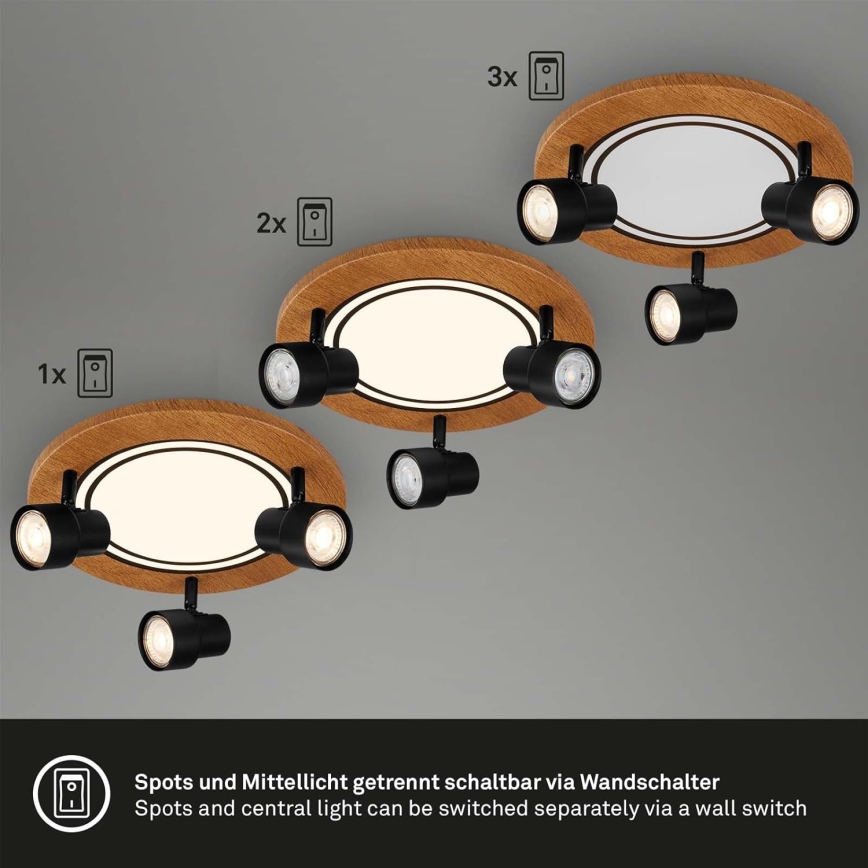 Brilo - LED-Deckenleuchte LED/12W/230V + 3xGU10/9W 3000K