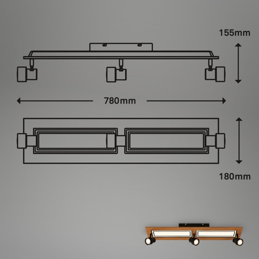 Brilo - LED-Deckenleuchte LED/24W/230V + 3xGU10/9W 3000K