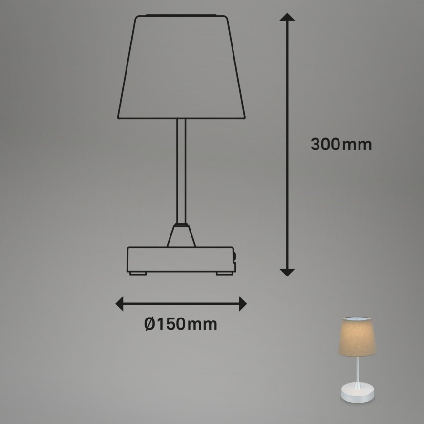 Brilo - LED Dimmbar wiederaufladbar Outdoor Tischleuchte LED/3W/5V IP44 silbern/beige