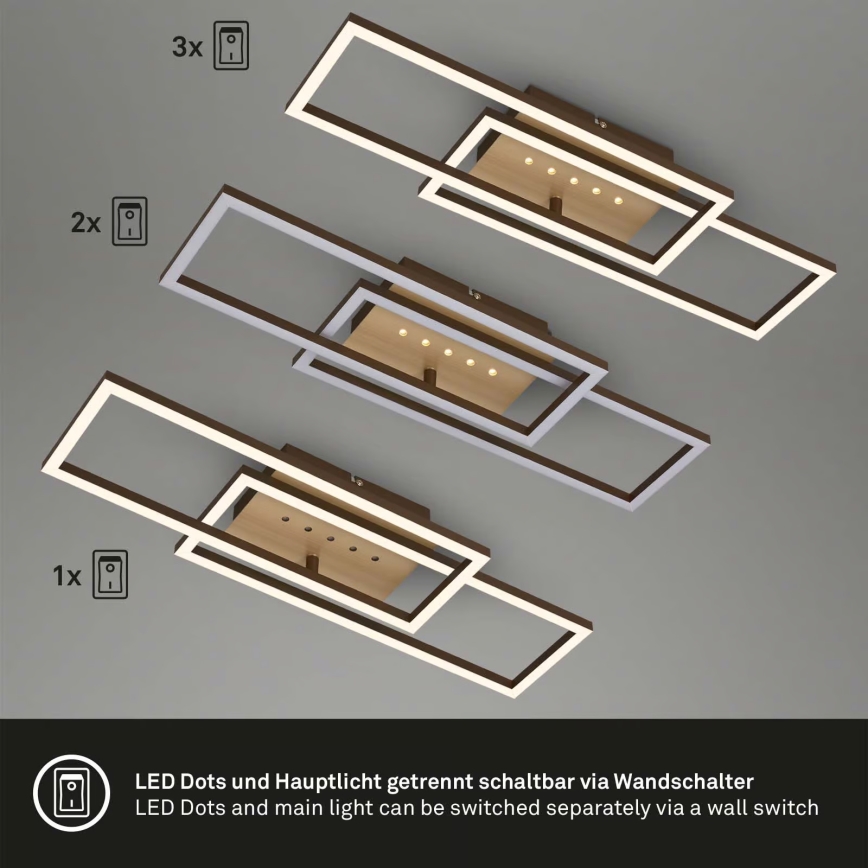 Brilo - LED dimmbare Deckenleuchte LED/30W/230V 3000K braun