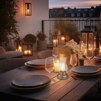 Brilo - KANEA LED, dimmbare wiederaufladbare Außen-Tischlampe LED/1,5W/5V IP44 1200 mAh bronzefarben