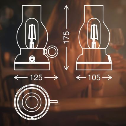 Brilo - KANEA LED, dimmbare wiederaufladbare Außen-Tischlampe LED/1,5W/5V IP44 1200 mAh bronzefarben