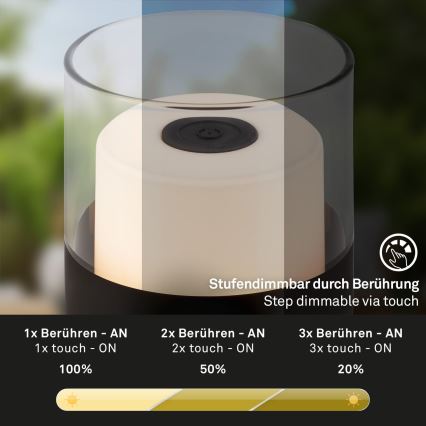 Brilo - LED-dimmbare, wiederaufladbare Outdoor-Tischleuchte LILET LED/2W/5V IP44
