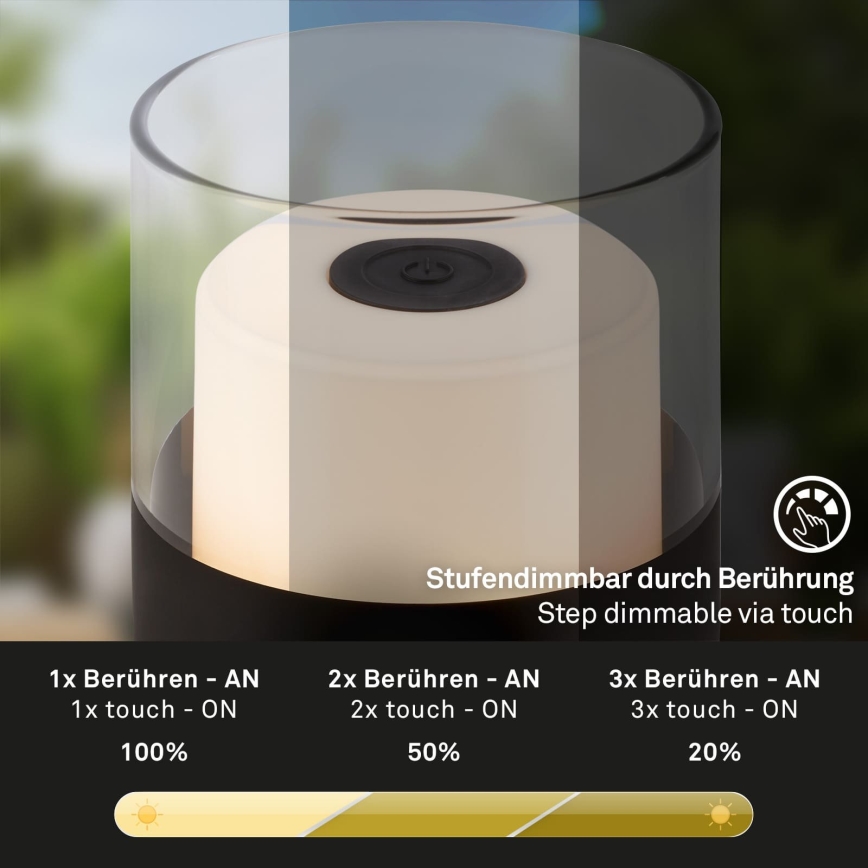 Brilo - LED-dimmbare, wiederaufladbare Outdoor-Tischleuchte LILET LED/2W/5V IP44