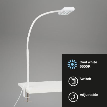 Brilo - LED Flexibel Tischleuchte mit Klemme TRASNA LED/7,5W/230V weiß