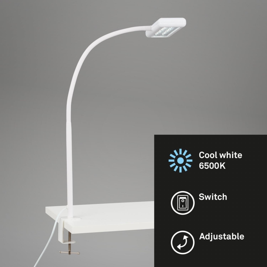 Brilo - LED Flexibel Tischleuchte mit Klemme TRASNA LED/7,5W/230V weiß