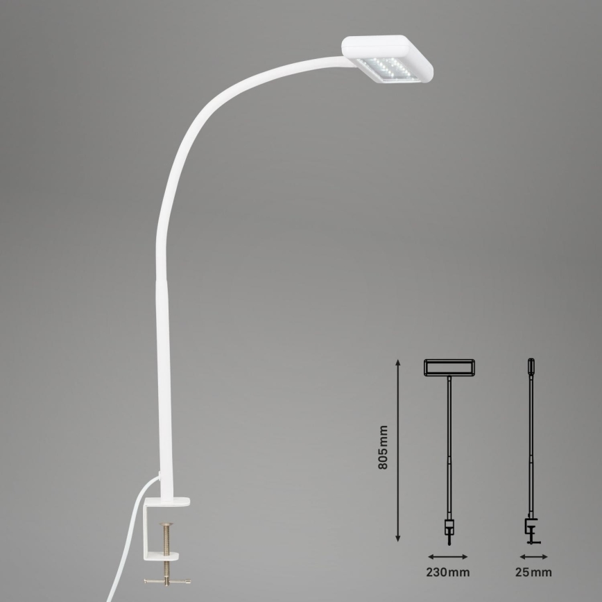 Brilo - LED Flexibel Tischleuchte mit Klemme TRASNA LED/7,5W/230V weiß