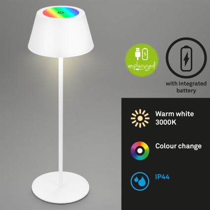 Brilo - LED-RGB-dimmbar, wiederaufladbar, Touch-Außen-Tischleuchte KIKI LED/2,6W/5V IP44 2600 mAh weiß