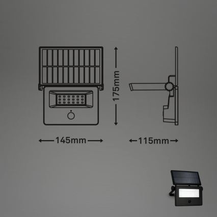 Brilo - LED-Solarreflektor mit Sensor LED/5W/5,5V IP54 1200 mAh