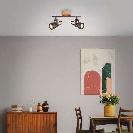 Brilo - LED Spotleuchte TAHUN 2xGU10/5W/230V 3000K braun