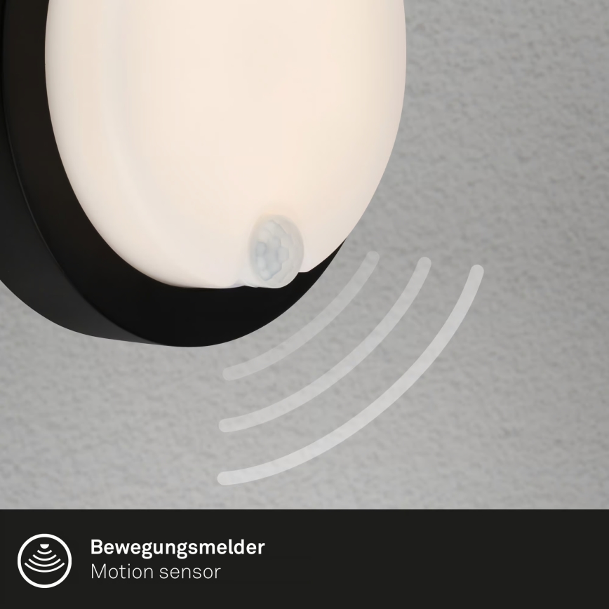 Brilo - Wiederaufladbare LED-Außen-Wandleuchte mit Sensor LED/4W/5V 4400 mAh IP44 schwarz