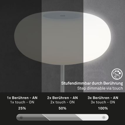 Brilo - dimmbare, wiederaufladbare LED-Tischlampe für den Außenbereich OLANA LED/3W/5V 3300K IP44 2000 mAh