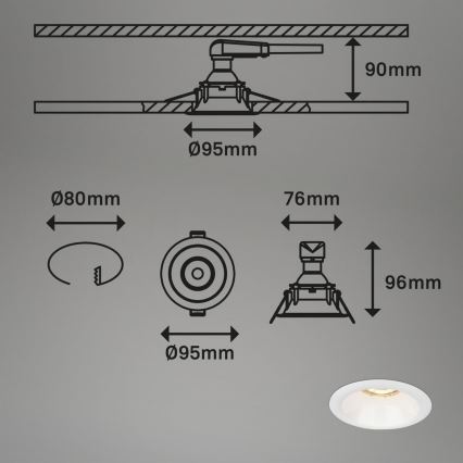 Brilo - SET 3x Badezimmer-Einbauleuchte 1xGU10/9W/230V IP23 weiß