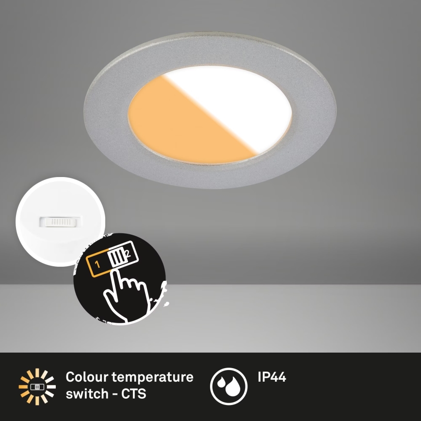 Brilo - SET 3x LED-Einbauleuchte für Badezimmer LED/4W/230V IP44 3000/4000K silbern
