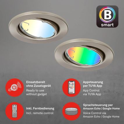 Brilo - SET 3x LED RGBW Dimmbare Badezimmerleuchte 1xGU10/4,9W/230V 2700-6500K Wi-Fi Tuya IP23 + Fernbedienung